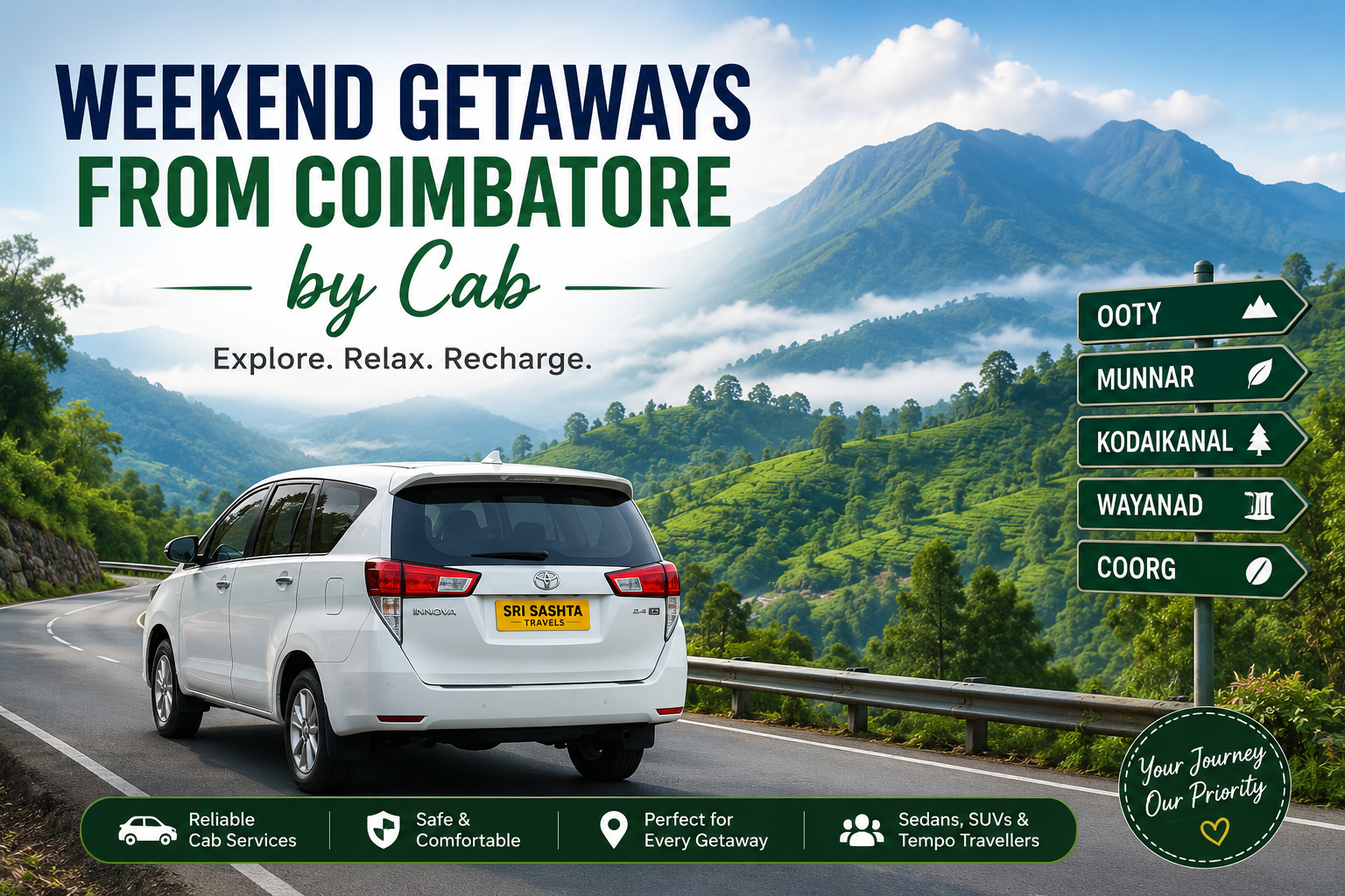 Top Weekend Getaways from Coimbatore by Cab